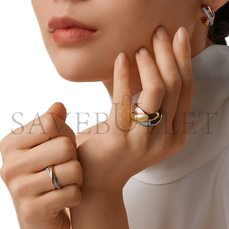 CARTIER TRINITY EARRINGS, CLASSIC MODEL, SEMI-PAVED B8031900 CARTIER TRINITY EARRINGS, CLASSIC MODEL, SEMI-PAVED B8031900